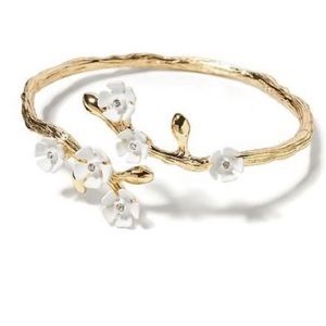 Banana Republic White and Gold Tone Floral Branch